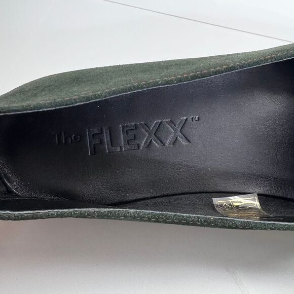 The Flexx Sartoris Shoes 9.5 Green Suede Leather Slip On Flats Pointed Toe - Picture 13 of 15